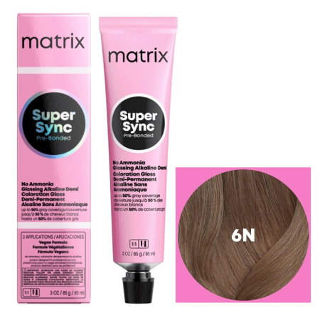 Краска для волос Matrix Super Sync Pre-Bonded 6N темный блондин натуральный, 90 мл