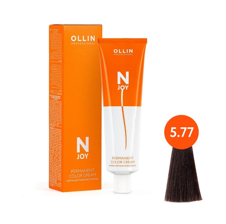 Крем-краска Ollin N-JOY 5/77 светлый шатен интенсивно-коричневый, 100 мл