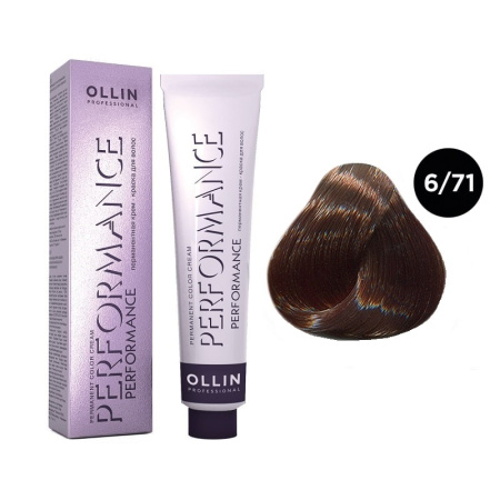 Перманентная крем-краска Ollin Performance 6/71 темно-русый коричнево-пепельный, 60 мл
