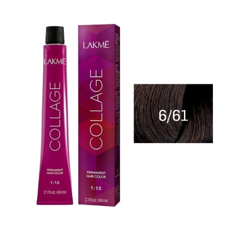 Крем-краска Lakme Collage 6/61 темный блондин интенсивный коричнево-пепельный, 60 мл