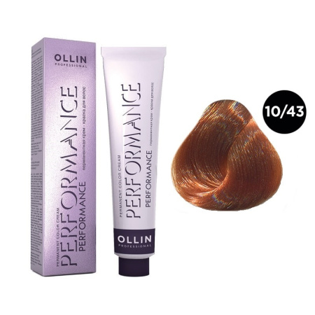 Перманентная крем-краска Ollin Performance 10/43 светлый медно-золотистый, 60 мл