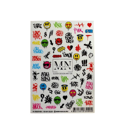 Слайдер-дизайн для ногтей Miw Nails W-109