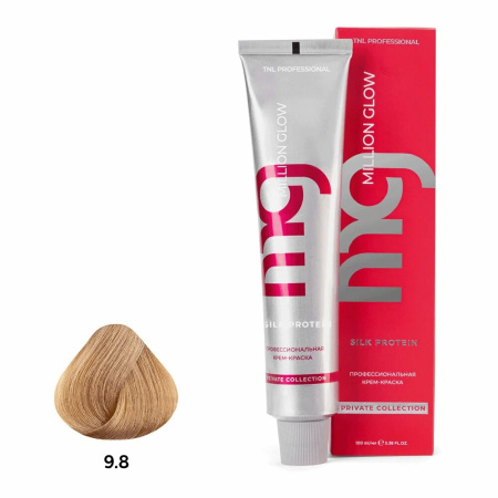 Крем-краска TNL Million Glow Private 9.8 очень светлый блонд шоколадный, 100 мл