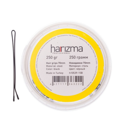 harizma Невидимки для волос 70 мм прямые черные 250 гр