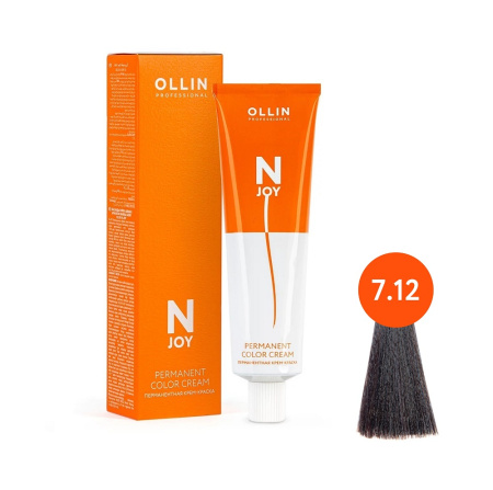 Крем-краска Ollin N-JOY 7/12 русый пепельно-фиолетовый, 100 мл