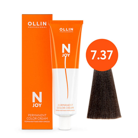 Крем-краска Ollin N-JOY 7/37 русый золотисто-коричневый, 100 мл