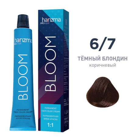 Крем-краска harizma PROhair Bloom 6/7 темный блондин коричневый, 100 мл