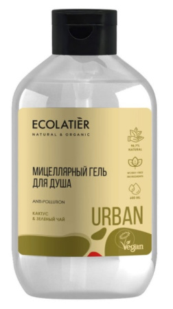 Гель мицеллярный для душа "Кактус и зелёный чай" Ecolatier, 600 мл