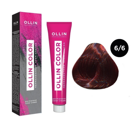 Перманентная крем-краска для волос Ollin Color 6/6 темно-русый красный, 100 мл