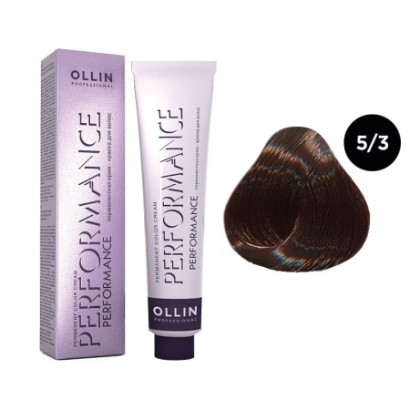 Перманентная крем-краска Ollin Performance 5/3 светлый шатен золотистый, 60 мл