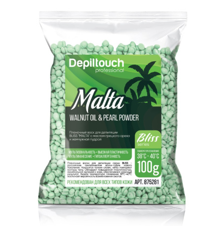 Пленочный воск Depiltouch Bliss "Malta" с маслом грецкого ореха и жемчужной пудрой, 100 г