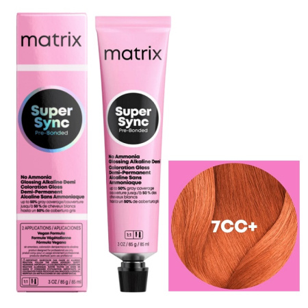 Краска для волос Matrix Super Sync Pre-Bonded 7CC+ блондин глубокий медный, 90 мл
