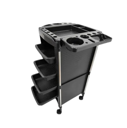 Тележка парикмахерская Okiro T 05 4 полки, черная (90 х 39,5 х 36,5/51 см)