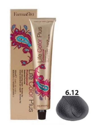 Крем-краска Farmavita Life Color Plus 6.12 тёмный блондин пепельно-перламутровый, 100 мл