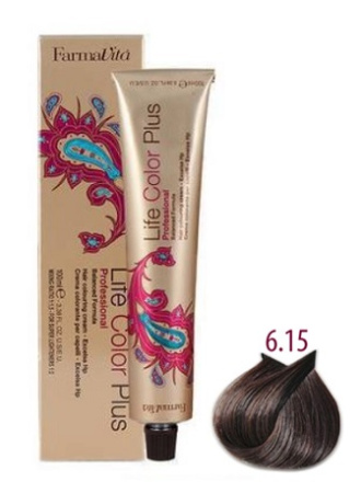 Крем-краска Farmavita Life Color Plus 6.15 тёмный блондин пепельный, 100 мл