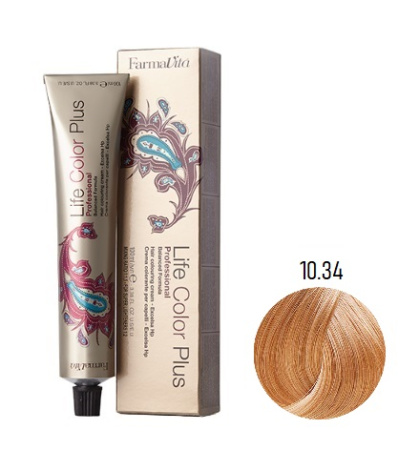 Крем-краска Farmavita Life Color Plus 10.34 платиновый золотисто-медный блондин, 100 мл