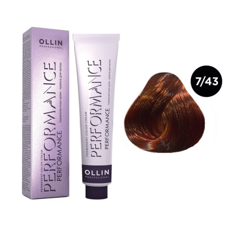 Перманентная крем-краска Ollin Performance 7/43 русый медно-золотистый, 60 мл