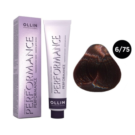 Перманентная крем-краска Ollin Performance 6/75 темно-русый коричнево-махагоновый, 60 мл