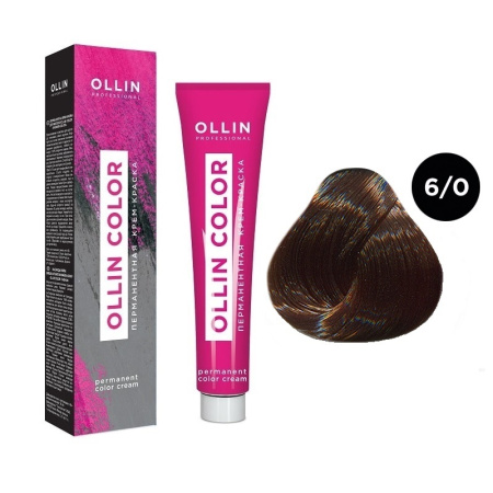 Перманентная крем-краска для волос Ollin Color 6/0 темно-русый, 100 мл