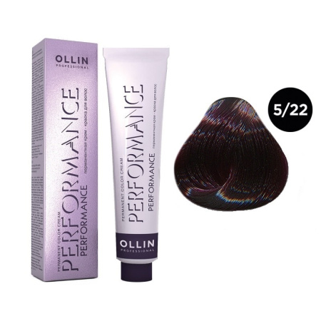 Перманентная крем-краска Ollin Performance 5/22 светлый шатен фиолетовый, 60 мл