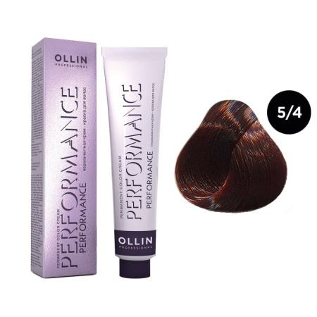 Перманентная крем-краска Ollin Performance 5/4 светлый шатен медный, 60 мл