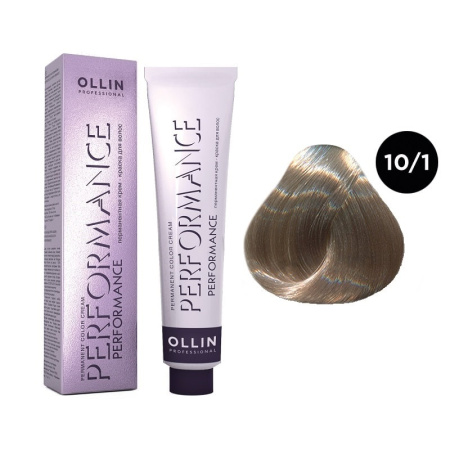 Перманентная крем-краска Ollin Performance 10/1 светлый блондин пепельный, 60 мл