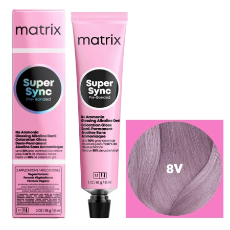 Краска для волос Matrix Super Sync Pre-Bonded 8V светлый блондин перламутровый, 90 мл