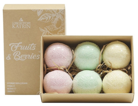 Бурлящий шар для ванн коробка "Fruits and Berries", 6*40 г