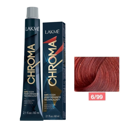 Крем-краска Lakme Chroma 6/99 темный блондин красный яркий, 60 мл