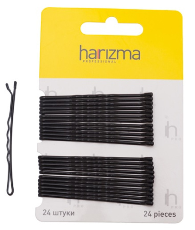 Невидимки 60 мм волна черные, 24 шт