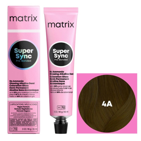 Краска для волос Matrix Super Sync Pre-Bonded 4А шатен пепельный, 90 мл