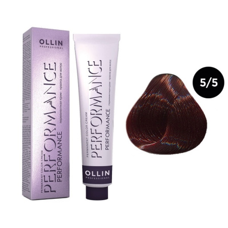 Перманентная крем-краска Ollin Performance 5/5 светлый шатен махагоновый, 60 мл