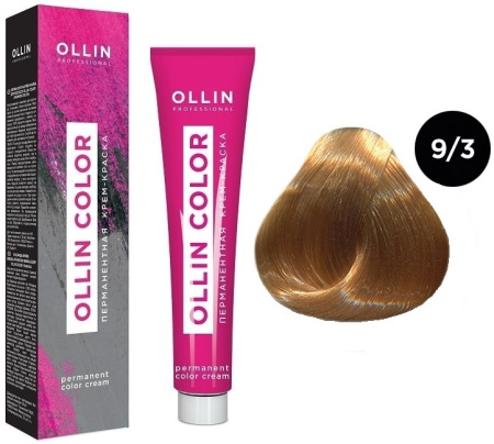 Перманентная крем-краска для волос Ollin Color 9/3 блондин золотистый, 100 мл