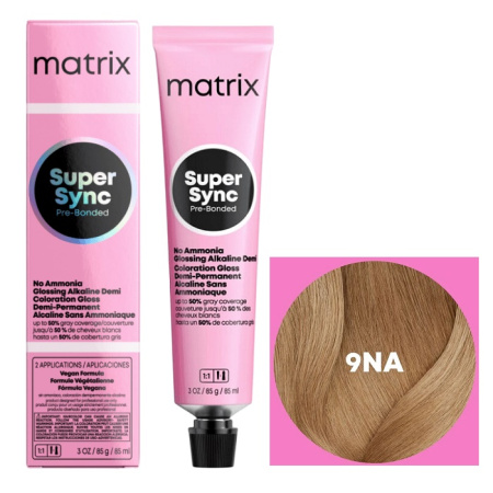 Краска для волос Matrix Super Sync Pre-Bonded 9NA оч. св. блондин натур. пепельный, 90 мл