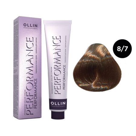 Перманентная крем-краска Ollin Performance 8/7 светло-русый коричневый, 60 мл 