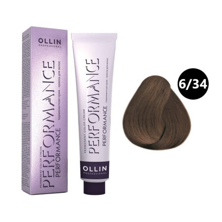 Перманентная крем-краска Ollin Performance 6/34 темно-русый золотисто-медный, 60 мл