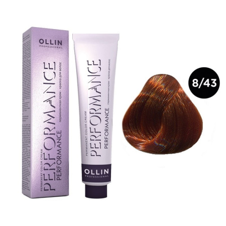 Перманентная крем-краска Ollin Performance 8/43 светло-русый медно-золотистый, 60 мл