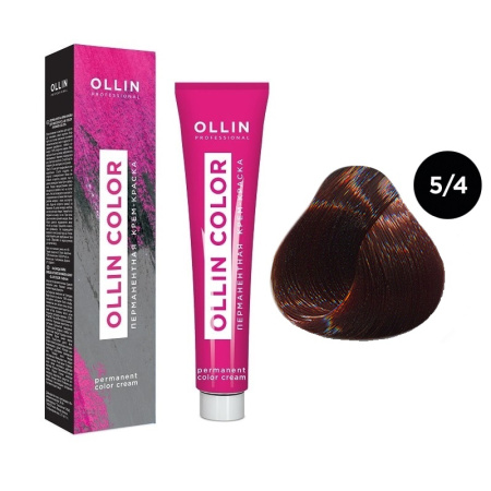 Перманентная крем-краска для волос Ollin Color 5/4 светлый шатен медный, 100 мл