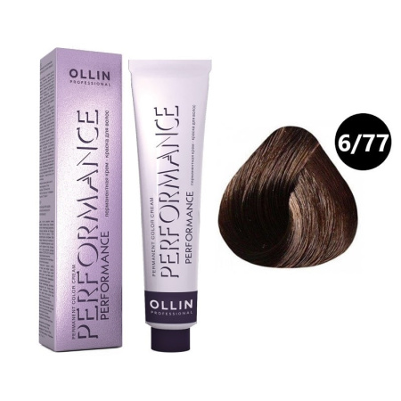 Перманентная крем-краска Ollin Performance 6/77 темно-русый интенсивно-коричневый, 60 мл 