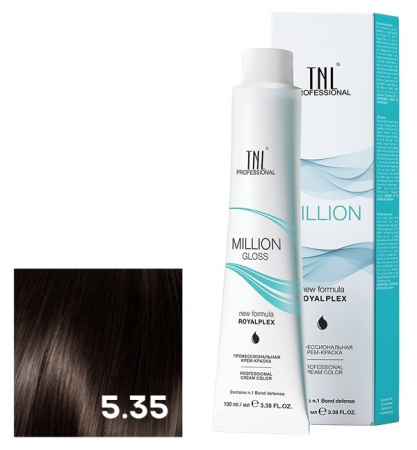 TNL Million Gloss оттенок 5.35 Светлый коричневый каштановый, 100 мл