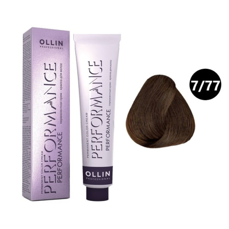 Перманентная крем-краска Ollin Performance 7/77 русый интенсивно-коричневый, 60 мл