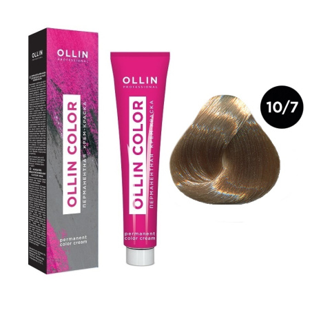 Перманентная крем-краска для волос Ollin Color 10/7 светлый блондин коричневый, 100 мл