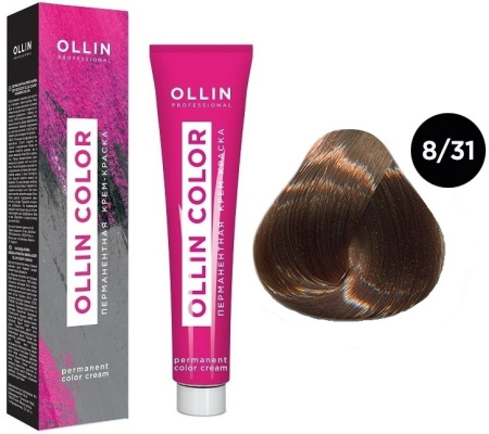 Перманентная крем-краска для волос Ollin Color 8/31 светло-русый золотисто-пеп., 100 мл