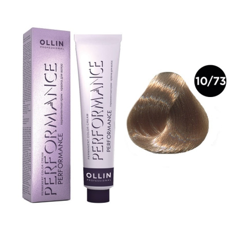 Перманентная крем-краска Ollin Performance 10/73 светлый блондин коричнево-золот., 60 мл