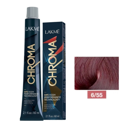 Крем-краска Lakme Chroma 6/55 темный блондин махагоновый яркий, 60 мл