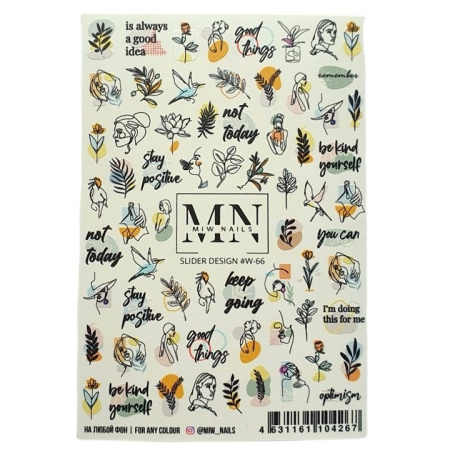 Слайдер-дизайн для ногтей Miw Nails W-66