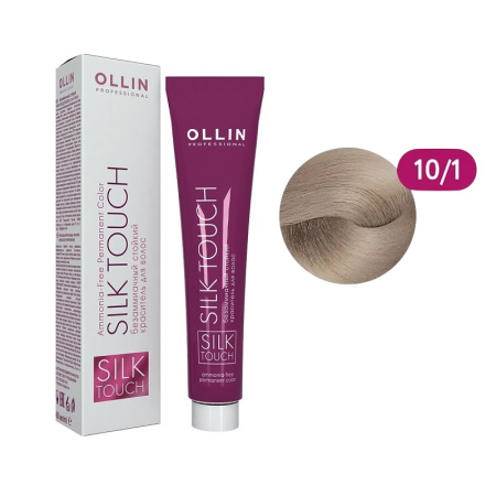 Безаммиачный стойкий краситель Ollin Silk Touch 10/1 светлый блондин пепельный, 60 мл
