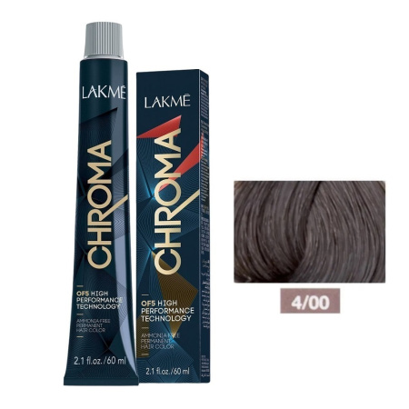 Крем-краска Lakme Chroma 4/00 средний шатен, 60 мл