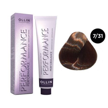 Перманентная крем-краска Ollin Performance 7/31 русый золотисто-пепельный, 60 мл