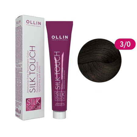 Безаммиачный стойкий краситель для волос Ollin Silk Touch 3/0 темный шатен, 60 мл
